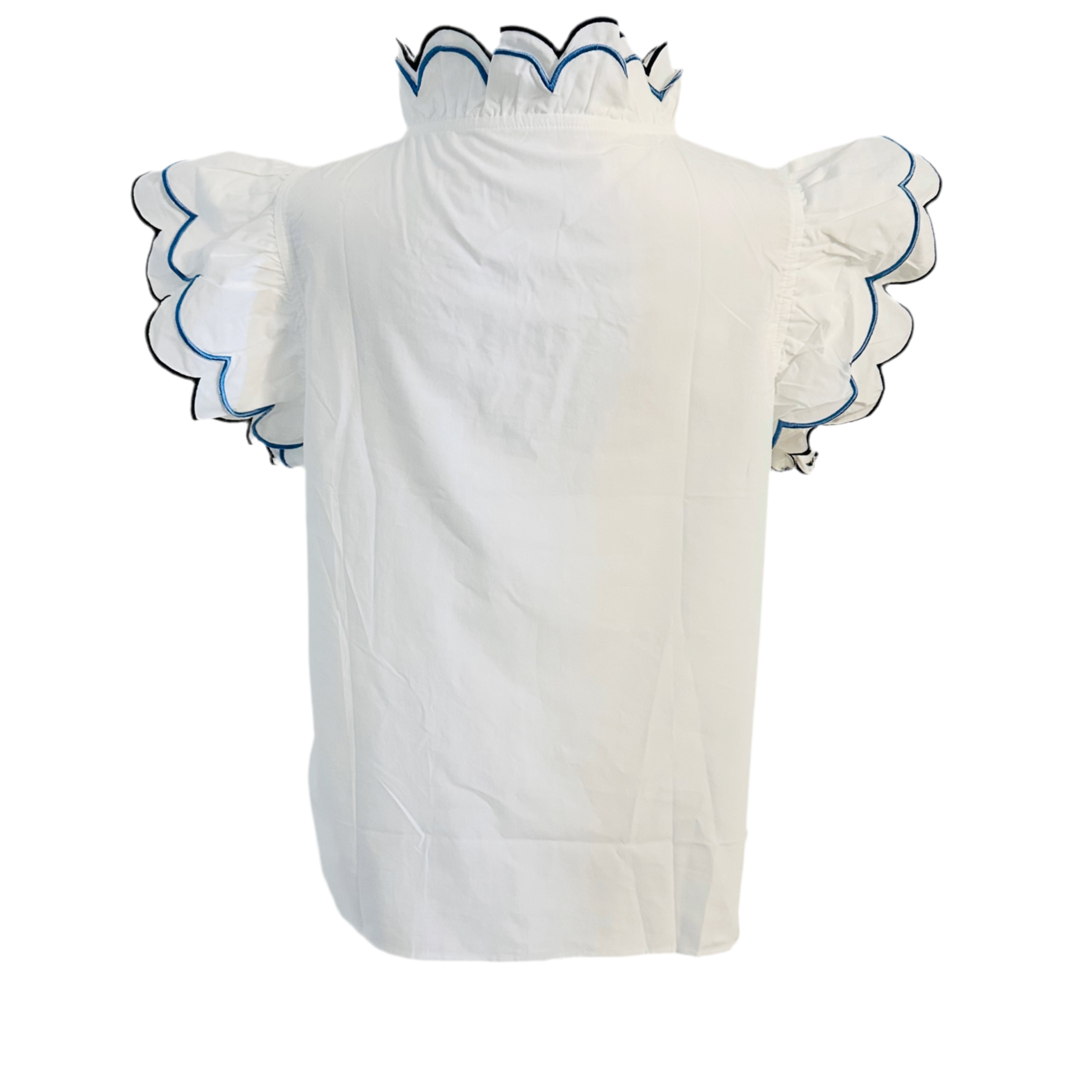 THE SCRALETT SCALLOP-TRIM POPLIN TOP