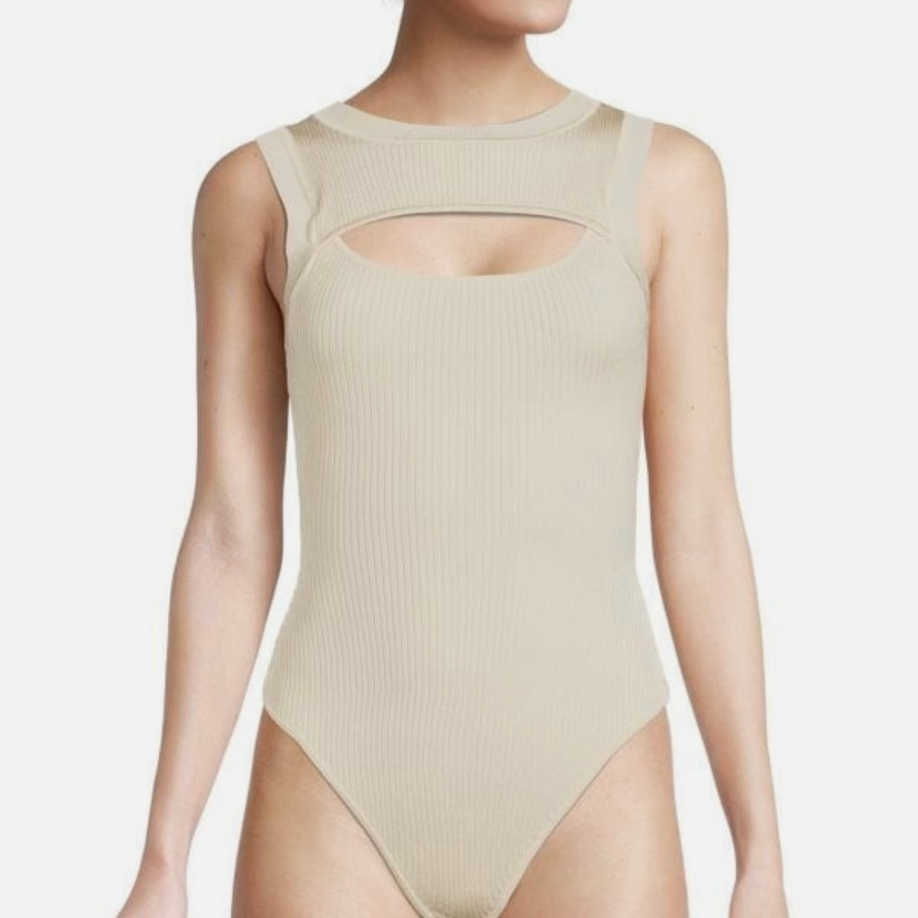 GOOD AMERICAN | RIBBED THONG BODYSUIT