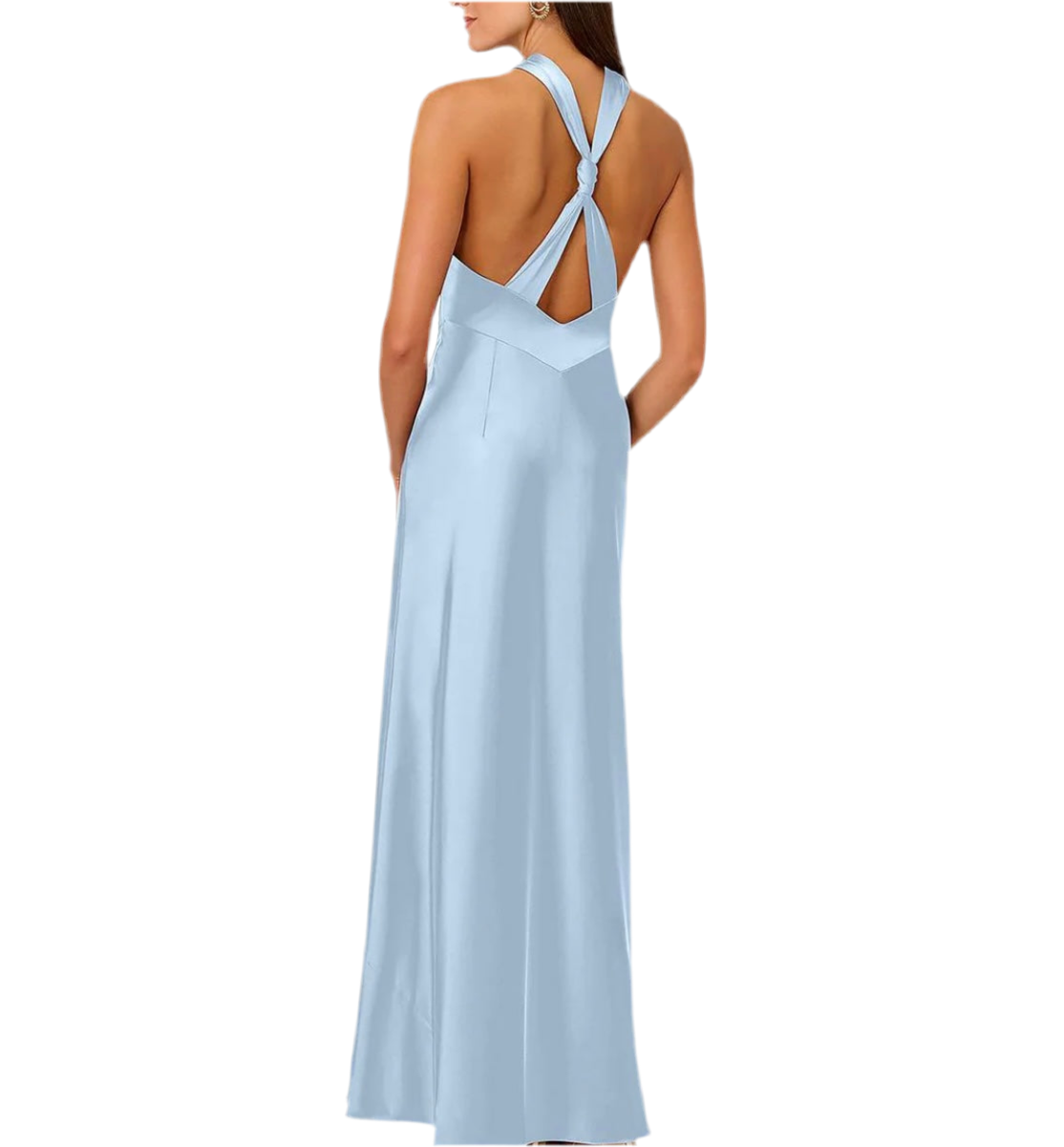 LIV FOSTER | SATIN HALTER EVENING DRESS