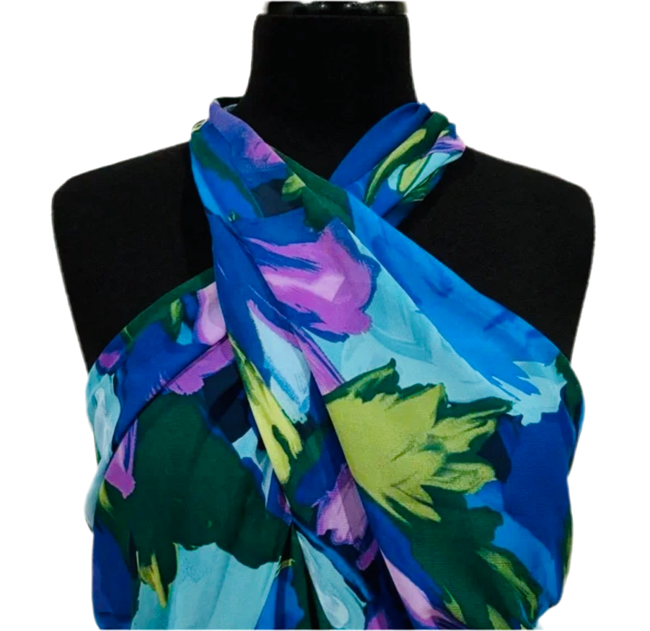 LONDON TIMES | HALTER NECK SLEEVELESS CHIFFON MAXI DRESS