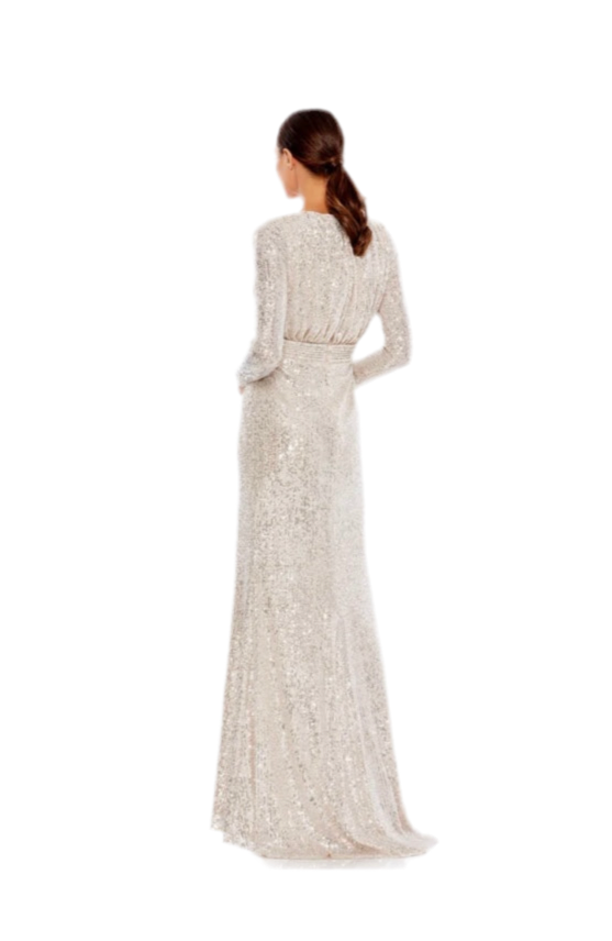 MAC DUGGAL | STYLE #26490 | LONG SLEEVE SEQUINED ORNATE DRESS