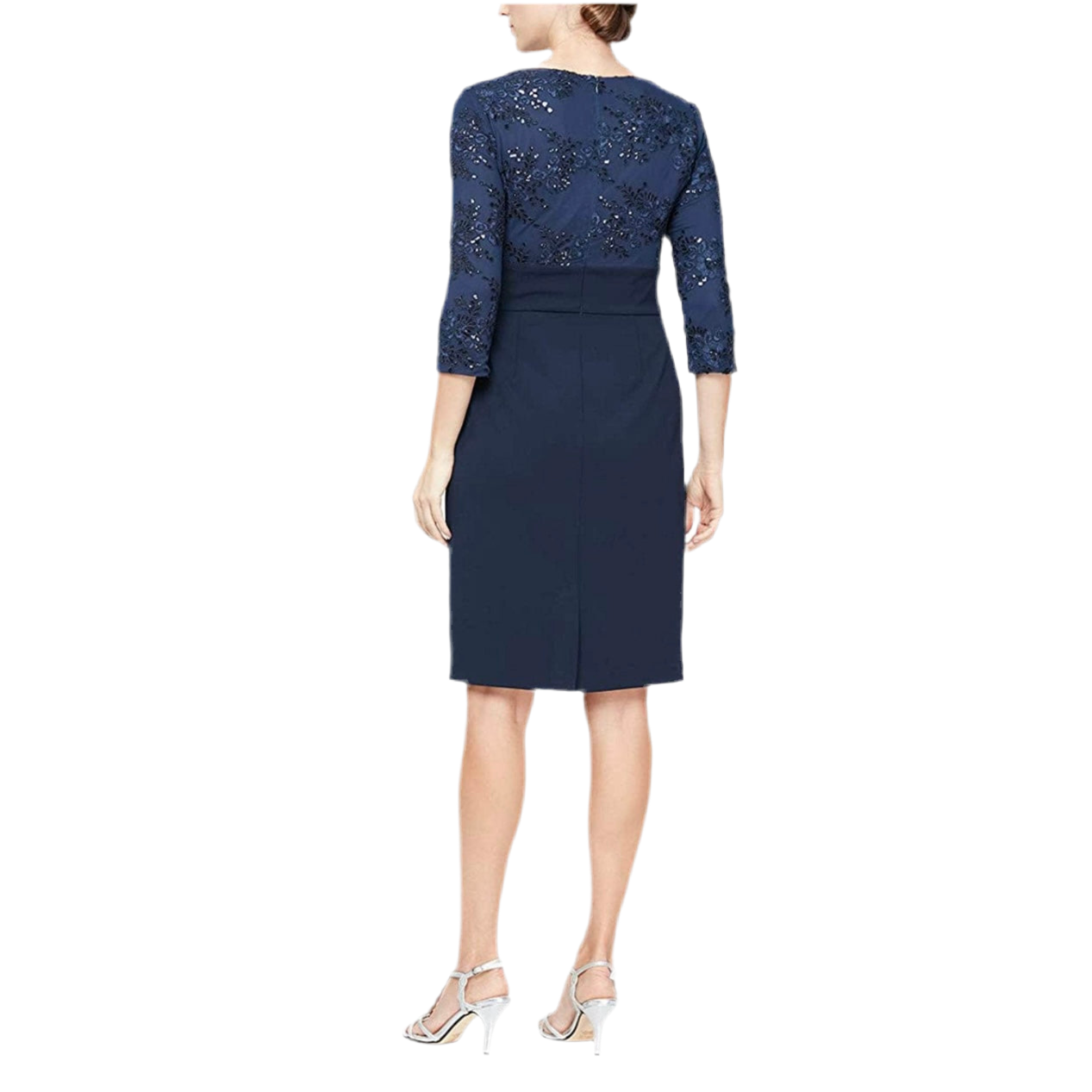 ALEX EVENINGS |  EMBROIDERED BODICE SEQUIN DRESS