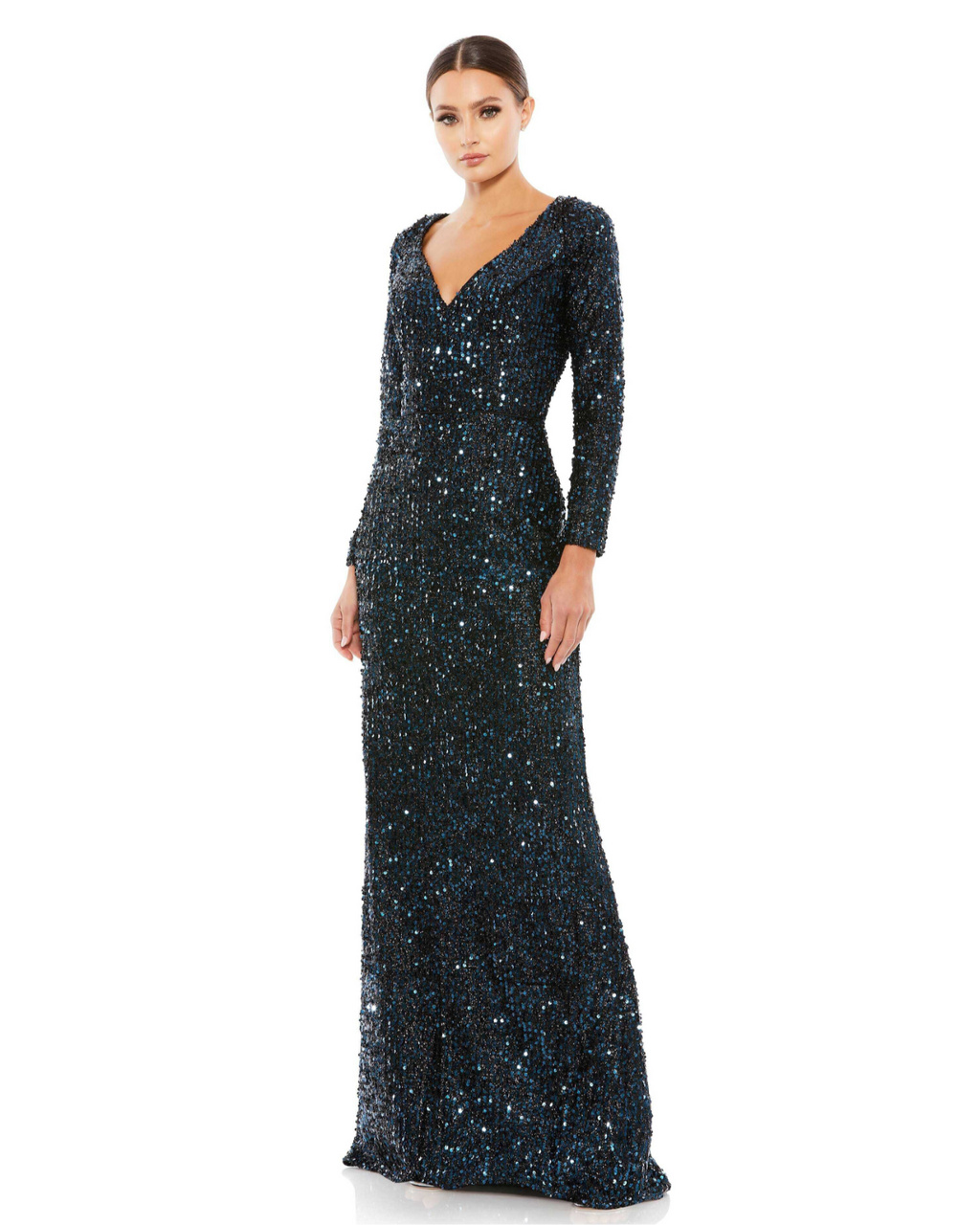 MAC DUGGAL | STLYE #26445 | LONG SLEEVE SEQUINED GOWN
