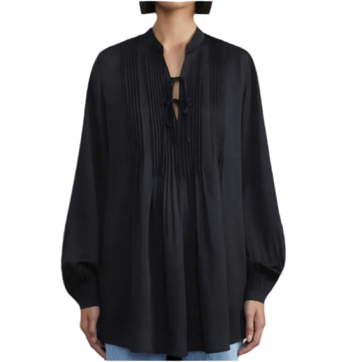 LAFAYETTE 148 NEW YORK | PINTUCK TIE NECK BLOUSE