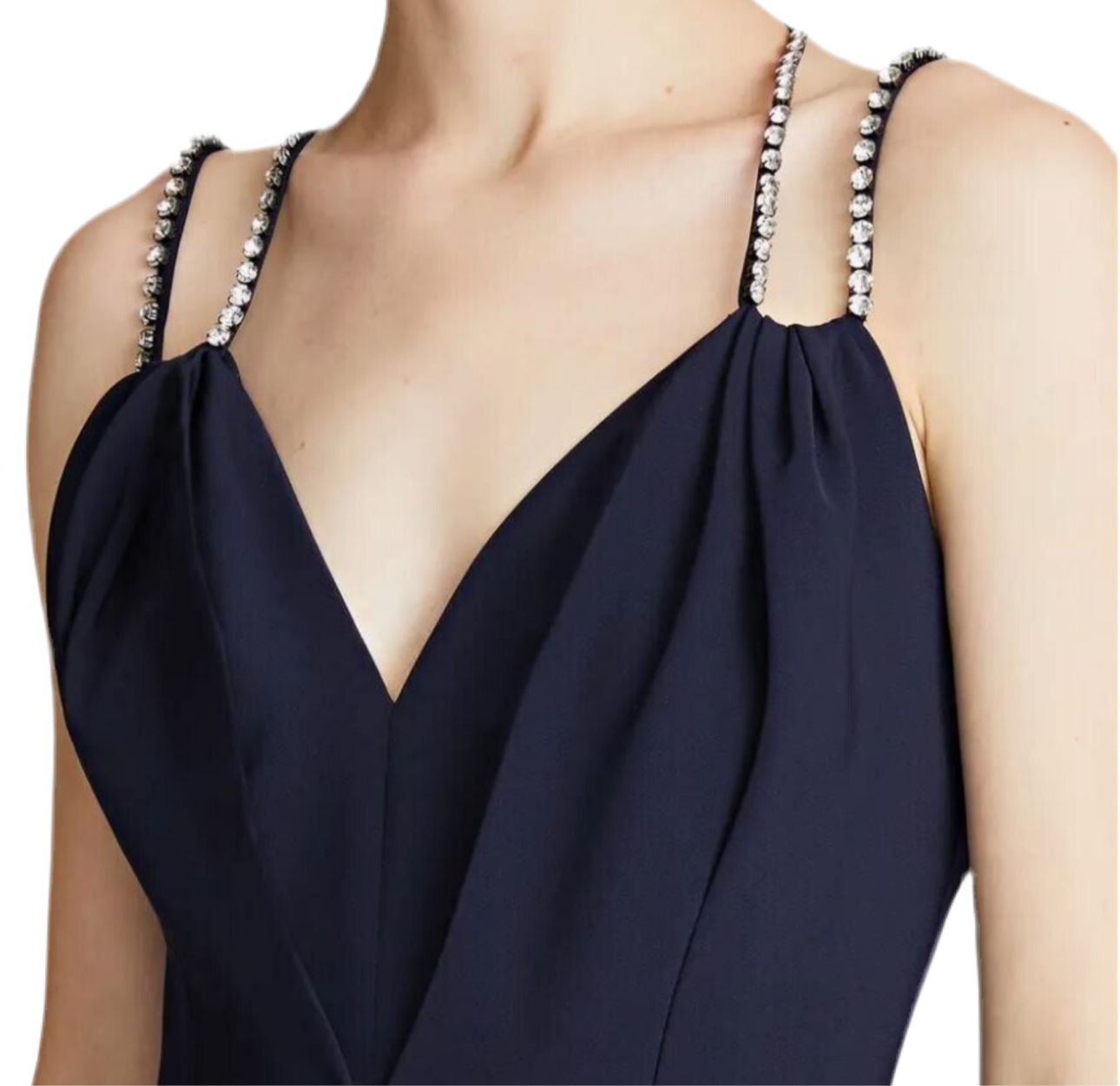 HALSTON | JUSTINE CRYSTAL STRAP CREPE MINI DRESS