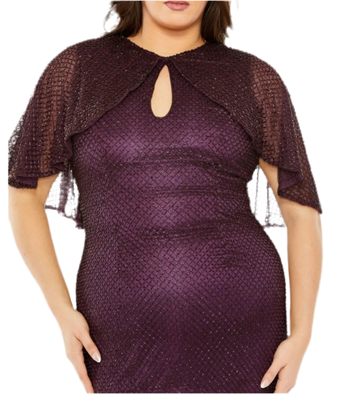 MAC DUGGAL | STYLE #5948 | CAPE SLEEVE EMBELLISHED DRESS