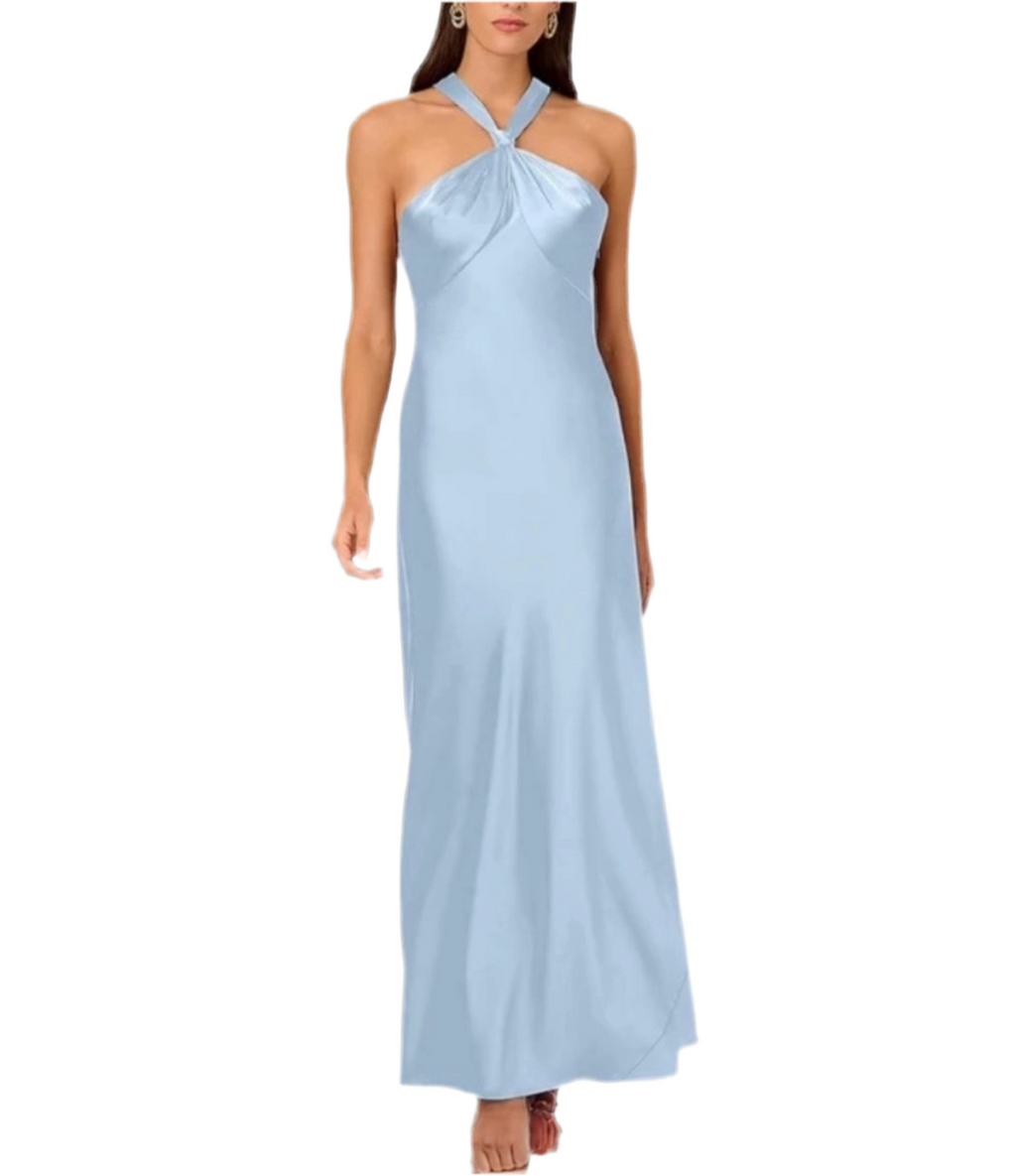 LIV FOSTER | SATIN HALTER EVENING DRESS