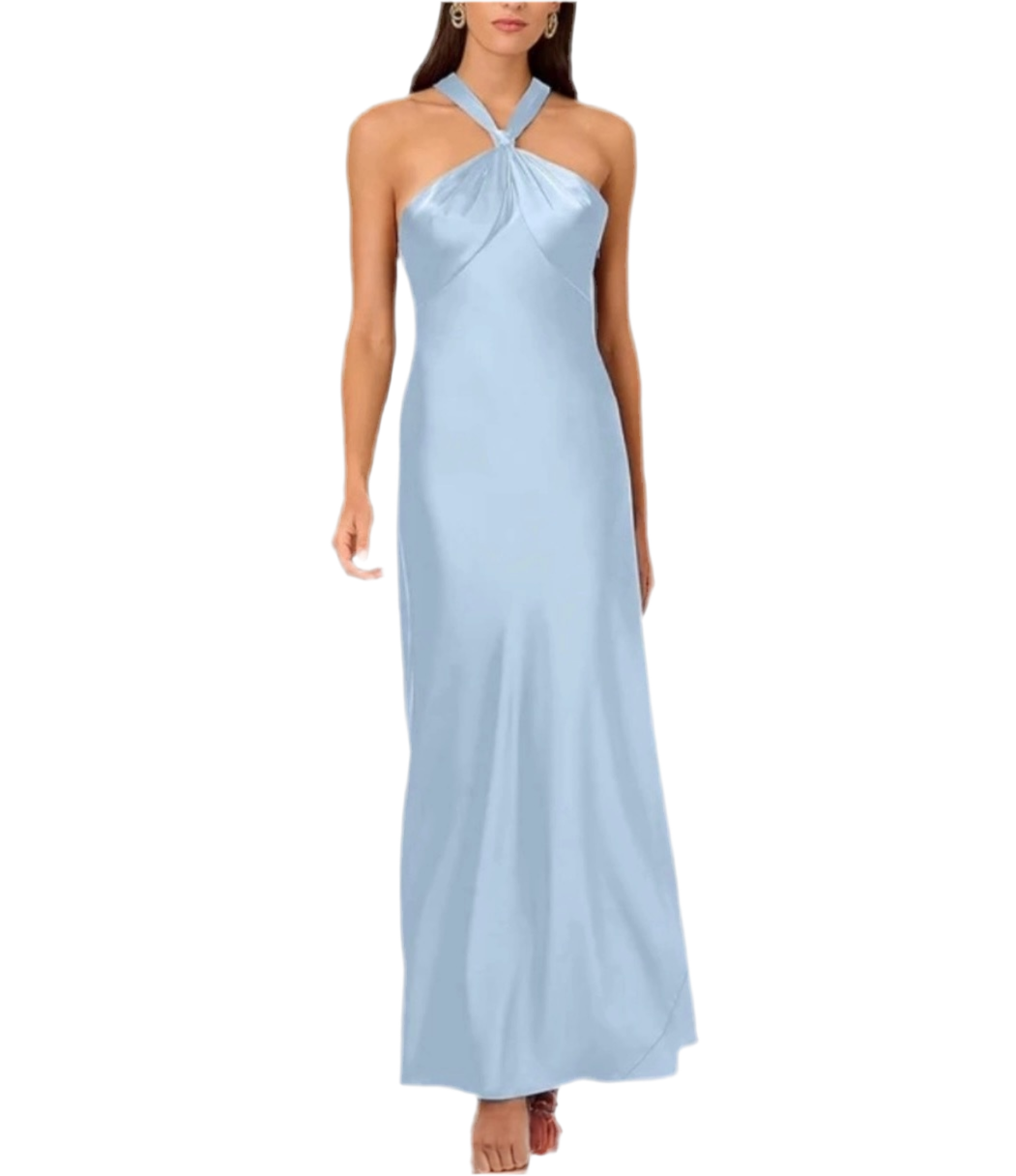 LIV FOSTER | SATIN HALTER EVENING DRESS
